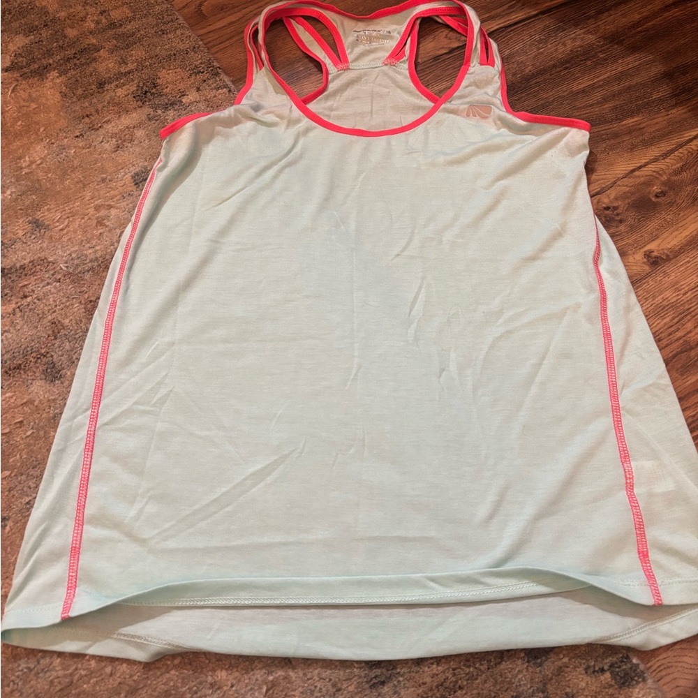 Women's Sleeveless Top - Mint with Pink Accents